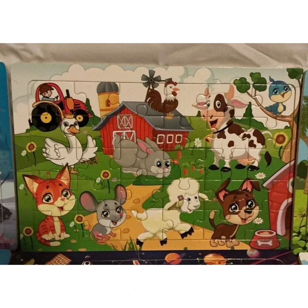 Lot Of 10 Wooden 30 Piece Puzzles For Toddlers & Young Children
